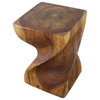 Haussmann Big Twist Wood Stool Table 14 in SQ x 20 in H Walnut Oil