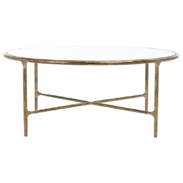 Safavieh Couture Jessa Round Metal Coffee Table, Brass