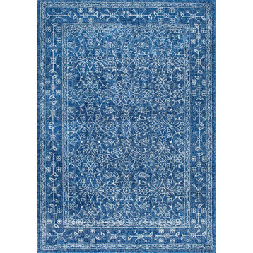 Traditional Medieval Tracery Area Rug, Dark Blue, 9'10"x14'