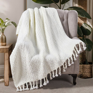 Basket Weave Knit Throw Blanket