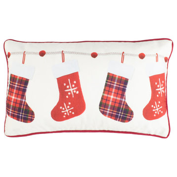 Safavieh Holly Jolly Pillow, Ivory/Red, 12"x20"