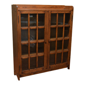 Arts And Crafts Mission Oak 5 Stack Barrister Bookcase With Leaded
