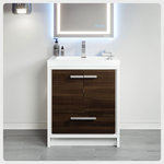Eviva - Eviva Grace Vanity, Gray Oak and White, 30" - With an ever-increasing varaities of modern bathroom vanities, you can't overlook the Eviva Grace. This vanity is simply the highlight of Eviva's modern family of vanitiies, it has the best of both worlds: practicality and elegance. It features spacious drawers and storage spaces for everyday activities, durable toughened acrylic countertop, wood veneer  and  waterproof finish, elegant minimalist design, sleek chrome hardware and Eviva's signature of soft-closing roller-sliding  drawers and doors. It comes in white and combinations of natural oak/white and gray oak/white. Eviva Grace is guaranteed to be matchless in the market because of 8 different sizes that make fitting a modern vanity in your bathroom an unchallenging feat.