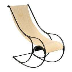 English Victorian Steel Bent Frame Upholstered Rocking Chair - Rocking Chairs