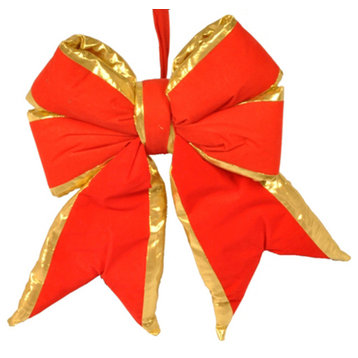 12" Red With Gold Trim Bow