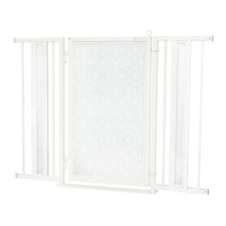 Fusion Gates - 36"-52" White Pearl Fusion Gate with Linear Lace in White Design - Baby Gates And Child Safety