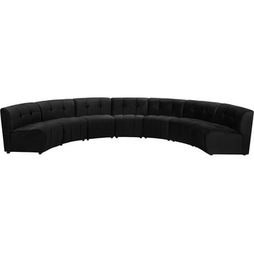 Maklaine 7-Piece Modular Contemporary Velvet Sectional Sofa in Black