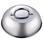 Cook N Home - Cook N Home 9.5" Stainless Steel Cooking/Steaming Dome Lid - The Cook N Home 9.5-Inch stainless steel grill cooking steaming dome lid, 24cm is made of 18/10 stainless steel, high dome lid with a riveted handle and flat top. Fits 9.5 in./24cm pans, pots, and surfaces for steaming and keeping in moisture. Indoor and outdoor use for retaining heat and reduces splatters. Lip creates a tight seal to infuse flavor into food, reducing cooking time. Cook burgers faster, retains the juices, and allows for melting cheese on top. Can be used on grills, barbecues, Japanese teppanyaki, etc. Oven safe to 500F and dishwasher safe.