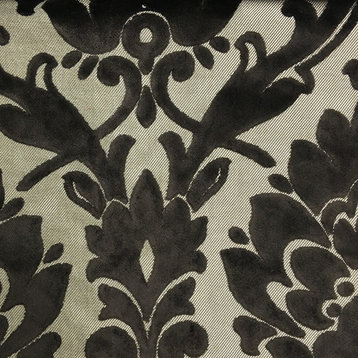 Radcliffe Burnout Velvet Damask Upholstery Fabric, Otter