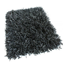 5'x5' SQ, Black Marble Bling Shag Custom Rug, 68.2 oz Carpet