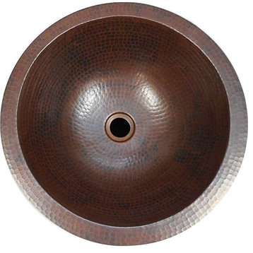 Aged Copper 15" Round Copper Bathroom Sink Hand Forged