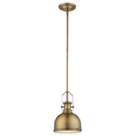 Z-Lite - Z-Lite 1 Light Mini Pendant, Heritage Brass, 725MP-HBR - Make a bold statement with the rich warmth from this hanging ceiling light. Heritage brass radiates off the elongated lines of the smooth silhouette to open up any modern space.