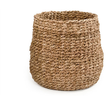 Tall Concave Woven Basket, Medium