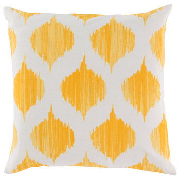 Ogee by Surya Pillow Cover, Bright Yellow/Khaki, 22' x 22'