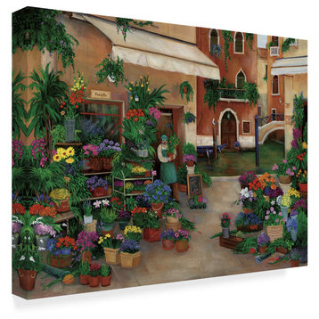Betty Lou 'Venetian Canal Flower Shops' Canvas Art