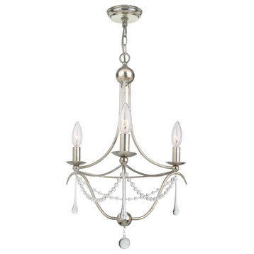 Crystorama 423-SA 3 Light Mini Chandelier in Antique Silver