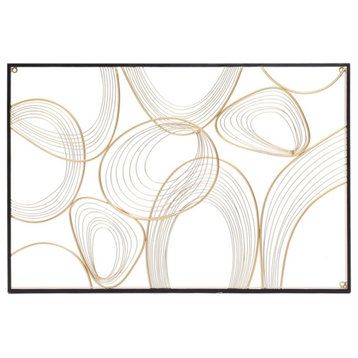 LuxenHome Gold and Black Abstract Metal Rectangular Metal Wall Decor