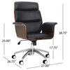 Byron Mid-Century Modern Swivel Office Chair, Black/Walnut/Silver