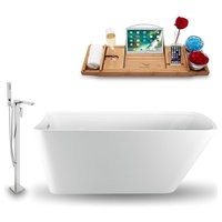 Streamline 59" Freestanding Tub, Faucet and Tray Set, H-140 Faucet