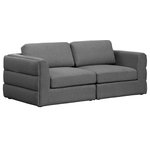 Meridian Furniture - Beckham Linen Textured Fabric Upholstered 2-Piece Modular Sofa, Grey - Liven up your living space with this Beckham grey durable linen polyester fabric sofa. Its grey color complements any contemporary home decor, while its durable linen and polyester fabric upholstery provides you with a soft and comfortable place to sit. This sofa is modular, so you can create infinite configurations, which are easily attached using the attachment latch underneath. Its linen, wood, and foam construction guarantees stability for years to come.
