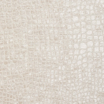 Off White Alligator Print Shiny Woven Velvet Upholstery Fabric By The Yard