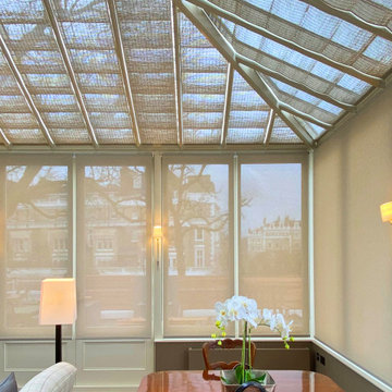 London Terrace Conservatory - French Pinoleum Blinds and Screen Roller Blinds