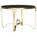 Decor Love - Elegant Coffee Table, Leaf Gold Finished Base and Round Black Tempered Glass Top - - This Coffee table will add a fresh look to any room