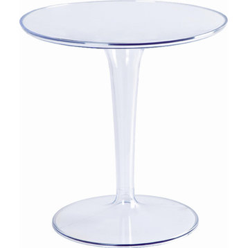 Clear Plastic Polycarbonate UV Protected Round Tulip Side End Table, Translucent