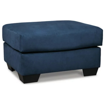 Comfortable Ottoman, Corner Blocked Frame & Padded Polyester Seat, Blue