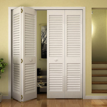 Plantation Bi-fold Closet Door, Louver/Louver, White, 1"x30"x80"