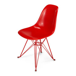 Fiberglass Side Shell Eiffel Red Powder Coated Base - Armchairs And Accent Chairs