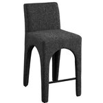 Meridian Furniture - Gramercy Linen Textured Fabric Stool, Black - Give your kitchen counter or home bar a makeover with these black Gramercy linen textured fabric bar/counter stools. Rich black linen textured fabric upholstery feels comfortable to the touch, helping ensure that these stools quickly become everyone's favorite seat. The arched iron inner frame complements the pair's art deco look, while the low-back design ensures an inviting seating experience. With a convenient footrail for resting your feet, these stools offer both style and practicality.
