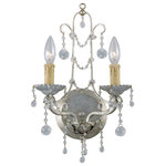 Crystorama - Crystorama 4612-SL, 2-Light Wall Mount, Silver Leaf - Classic like a timeless piece of jewelry, Traditional Crystal fixtures dazzles with glamour. The lavish fixture is decorated with swags of faceted cut crystal jewels, optimally cut for awe inspiring sparkle. Traditional crystal fixtures are classic, timeless, and elegant, adding the perfect bit of style to any room.