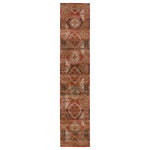 Jaipur Living - Vibe by Jaipur Living Lia Medallion Rust/Pink Area Rug, 2'6"x12' - Inspired by the vintage perfection of sun-bathed Turkish designs, the Myriad collection is warm and inviting with faded yet moody hues. The Lia rug boasts a perfectly distressed tribal medallion motif in rich tones of terracotta, pink, taupe, and tan with ivory fringe trim for added texture and antique allure. This power-loomed rug features a plush and durable blend of polyester and polypropylene, lending the ideal accent to high-traffic spaces.