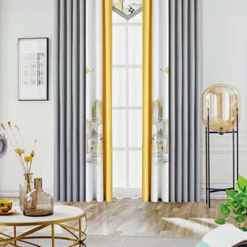 QYFL9015D Illawarra Flower Faux Linen Eyelet Ready Made Extra Wide Curtains For