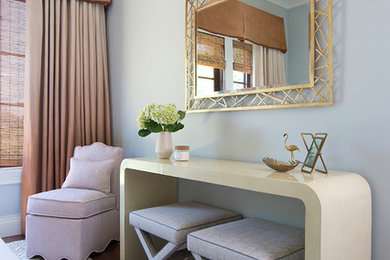 Inspiration for a large contemporary bedroom remodel in San Francisco with blue walls