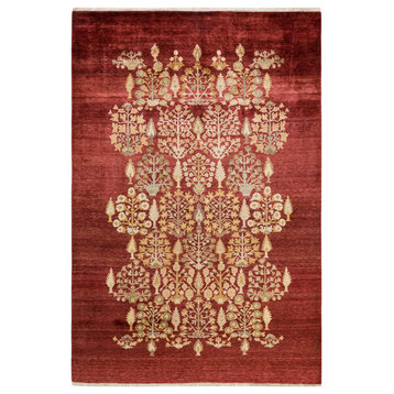 Poe, One-of-a-Kind Hand-Knotted Area Rug, Red, 6'0"x9'0"