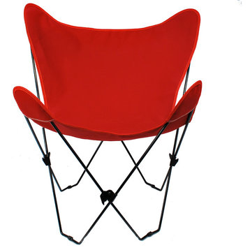 Butterfly Chair and Cover Combo With Black Frame, Red