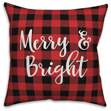 May Your Days Be Merry & Bright, Buffalo Check Plaid 18x18 Throw Pillow Cover