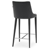 Jillian Black with White Piping Leatherette Counter Stool Stainless Steel Base