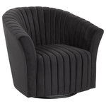 Grafton Home - Sofia Channelled Tufted Swivel Chair Velvet by Grafton Home, Black Velvet - THE SOFIA CHANNEL TUFTED SWIVEL BARREL CHAIR