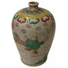 Chinese Oriental People Scenery Gray Tan Color Ceramic Vase Hws1781