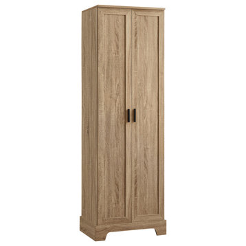23 in. W x 71 in. H MDF Bathroom Storage Cabinet with Two Doors, Brown