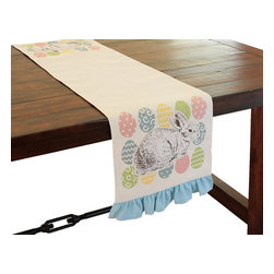 Xia Home Fashions - Bunny Eggs Printed Applique Jute Easter Table Runner, 13.5"x72" - Table Runners