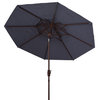 Safavieh Athens 9' Double Top Crank Umbrella, Navy/White