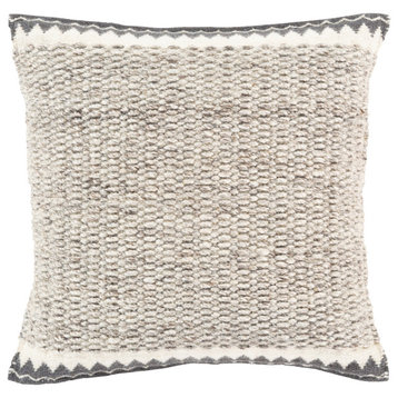 Faroe Pillow, Ivory/Dark Brown, 18"x18", Polyester Insert