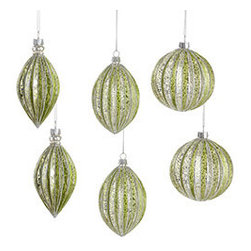Glistening Globes - Set of 6 - New - Christmas Ornaments