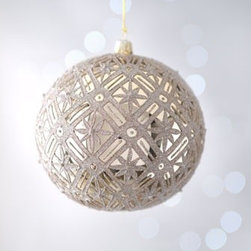 "Champagne Frost" Gilded Snowflake Christmas Ornaments - Holiday Decorations