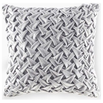 Croscill Winchester Ruched Velvet Sqaure Pillow 20x20, Silver