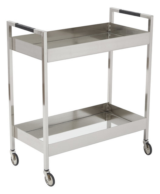 Wilshire Stainless Cart, Brushed Nickel Contemporary Bar Carts by